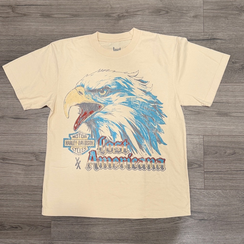 Harley Davidson Motorcycles x Lost Americana Colab Bald Eagle Tee Mens Sz Small